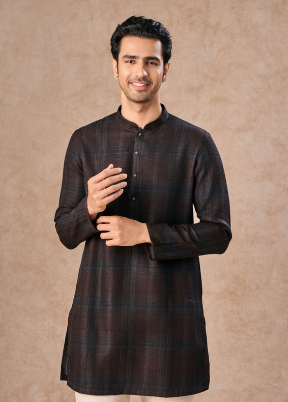 Manyavar Men Dark Brown Elegance Kurta Pajama