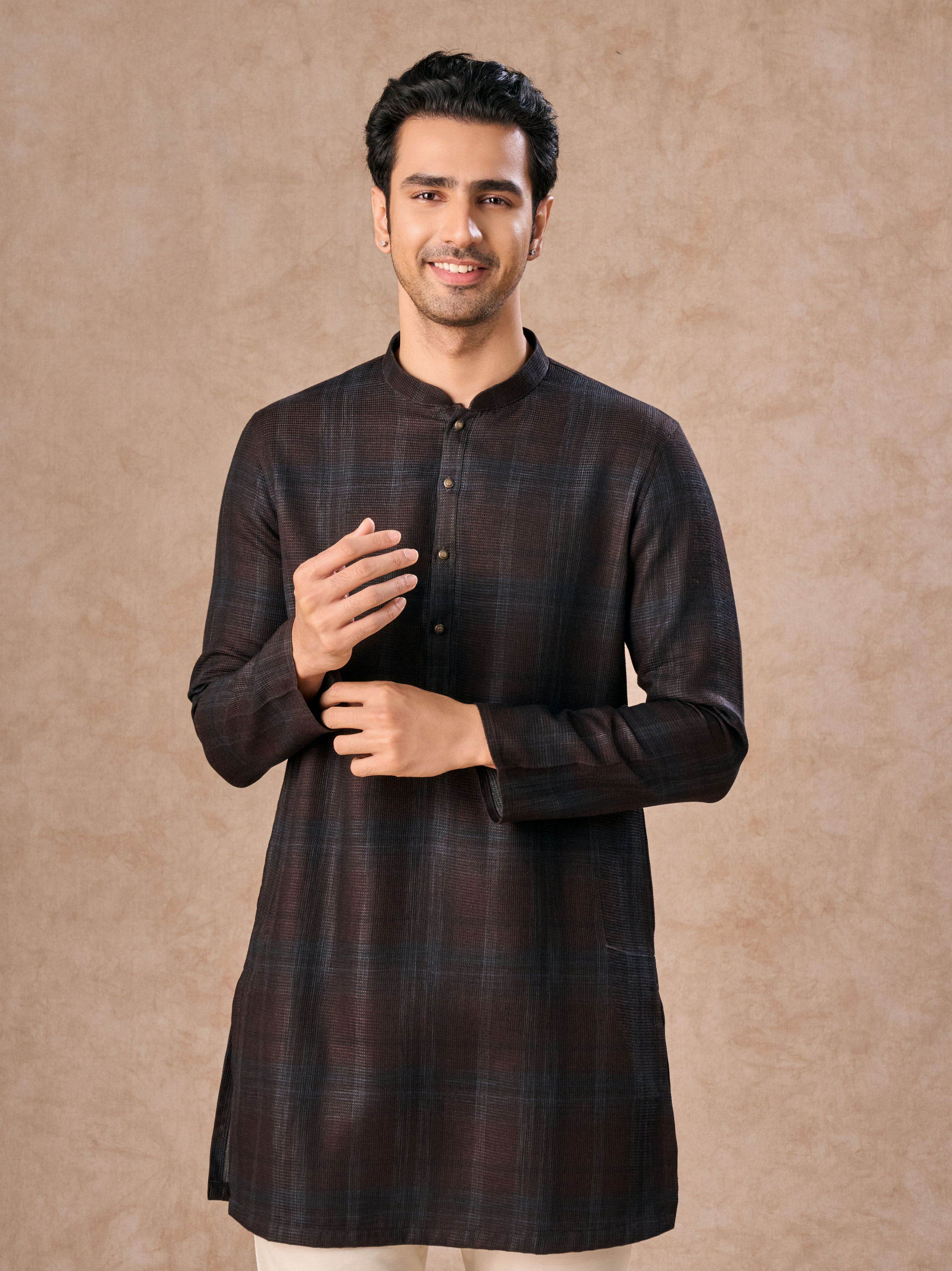 Manyavar Men Dark Brown Elegance Kurta Pajama