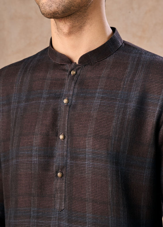 Manyavar Men Dark Brown Elegance Kurta Pajama