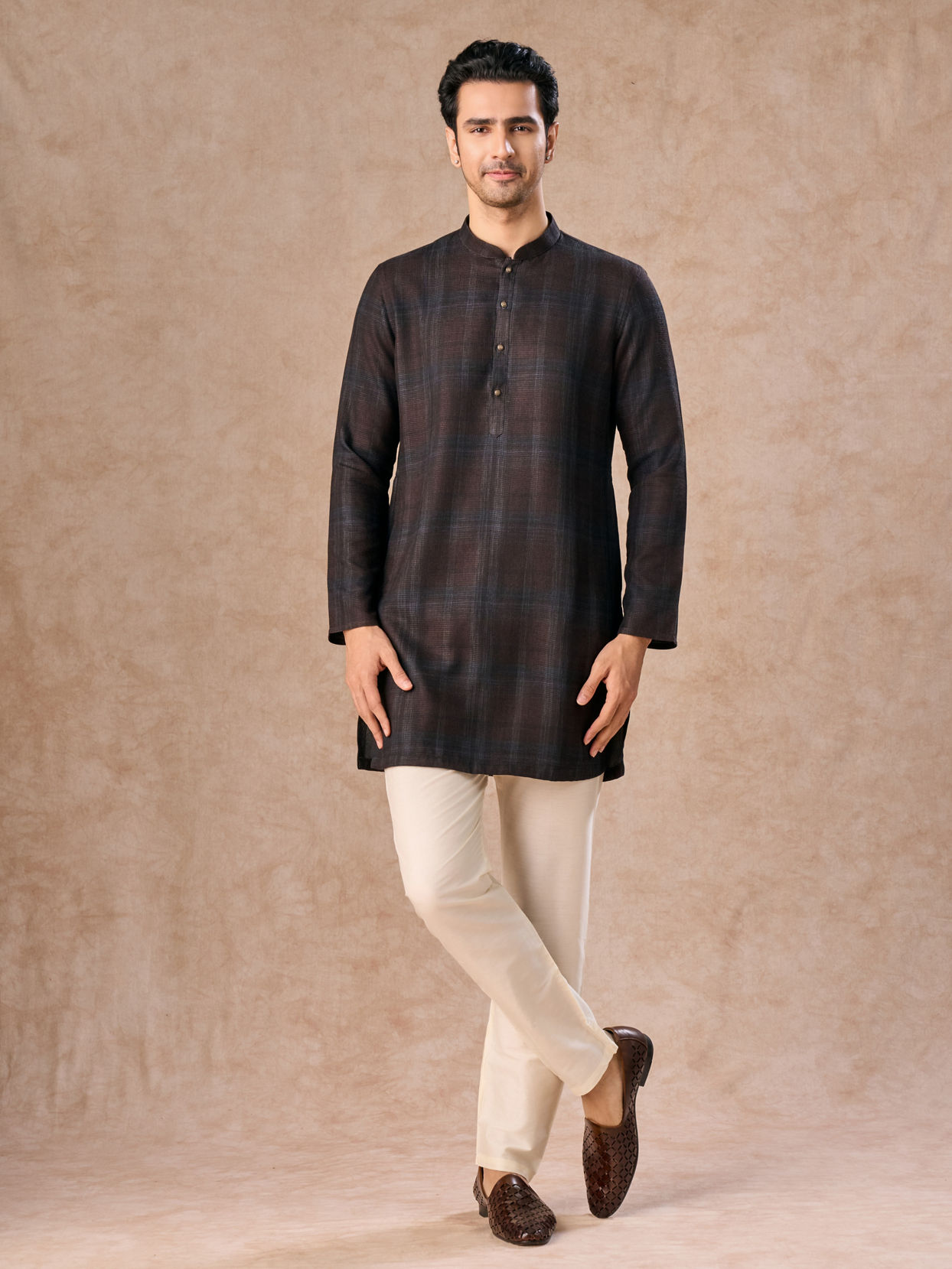 Manyavar Men Dark Brown Elegance Kurta Pajama