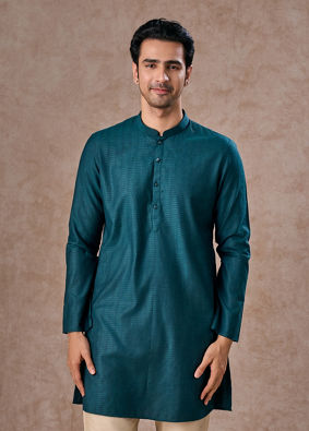 Manyavar Men Teal Green Elegance Kurta Pajama