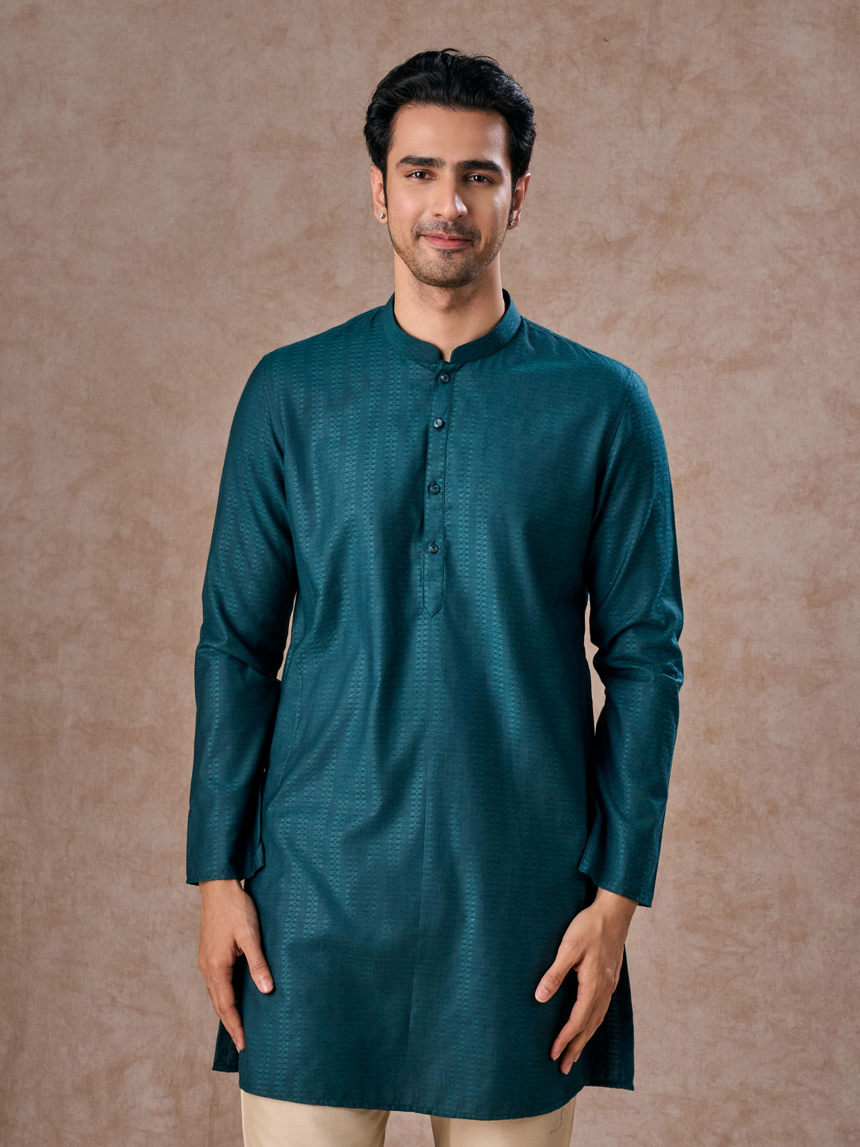 Manyavar Men Teal Green Elegance Kurta Pajama