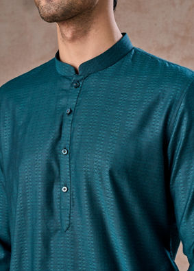 Manyavar Men Teal Green Elegance Kurta Pajama