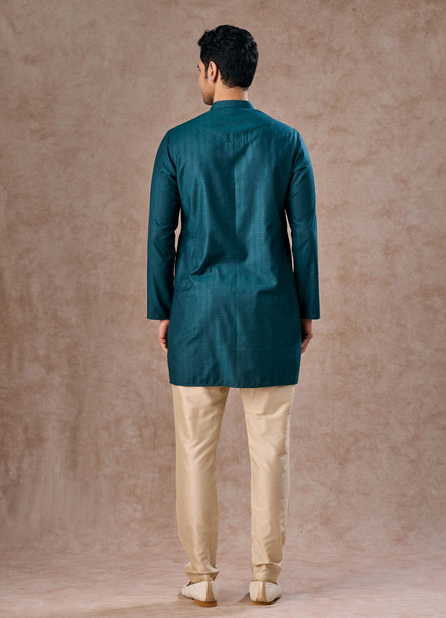 Manyavar Men Teal Green Elegance Kurta Pajama