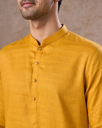Manyavar Men Radiant Mustard Cotton Kurta Pajama