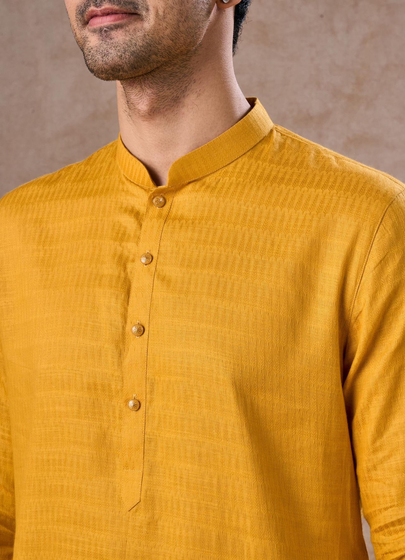 Manyavar Men Radiant Mustard Cotton Kurta Pajama