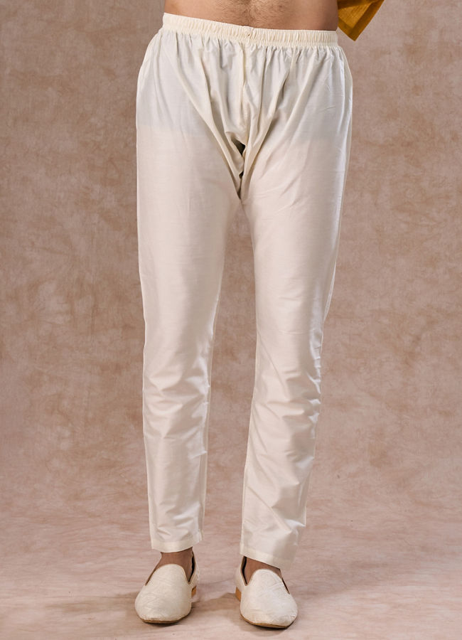 Manyavar Men Radiant Mustard Cotton Kurta Pajama