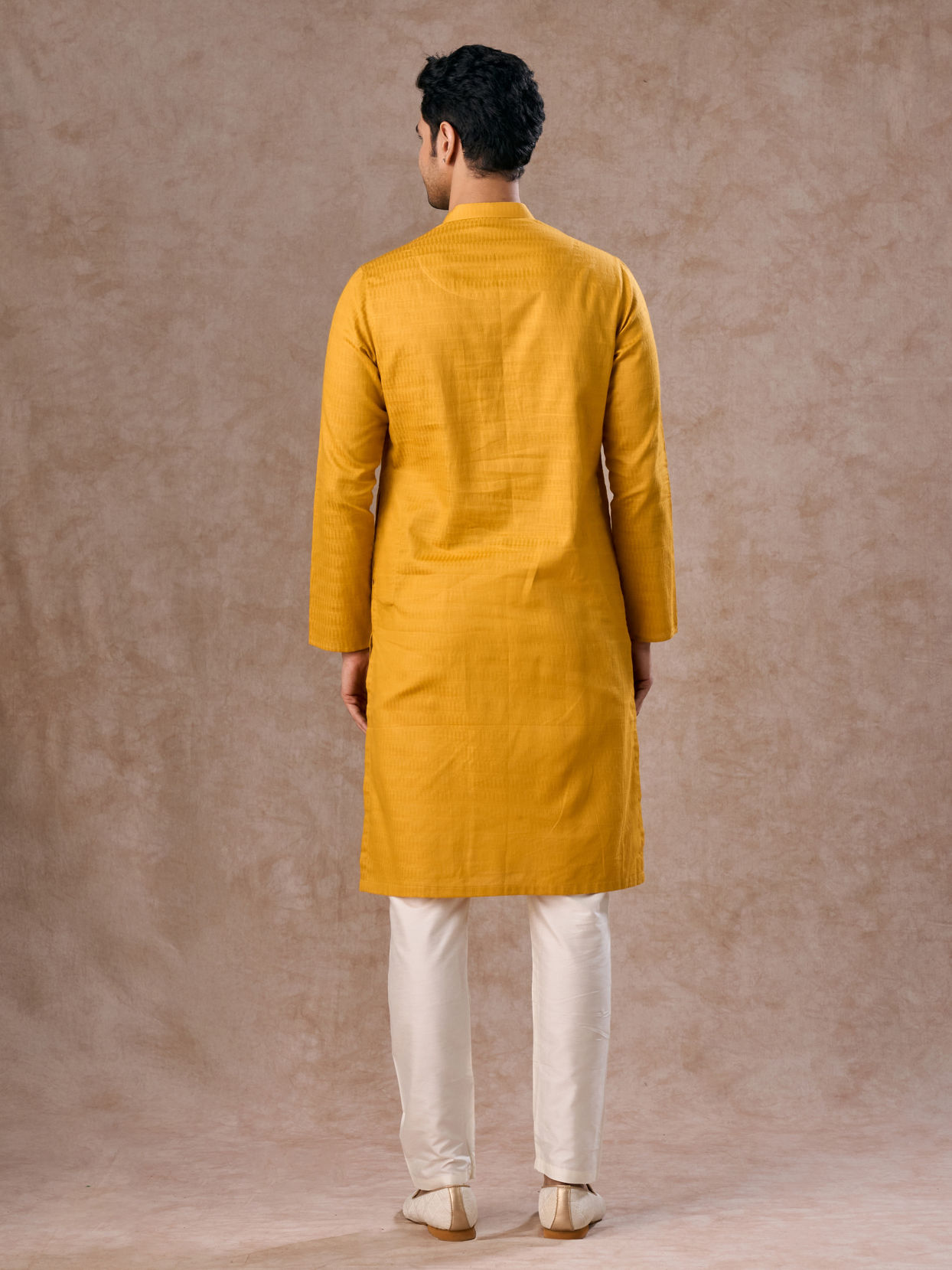 Manyavar Men Radiant Mustard Cotton Kurta Pajama