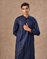 Manyavar Men Dark Blue Elegance Kurta Pajama