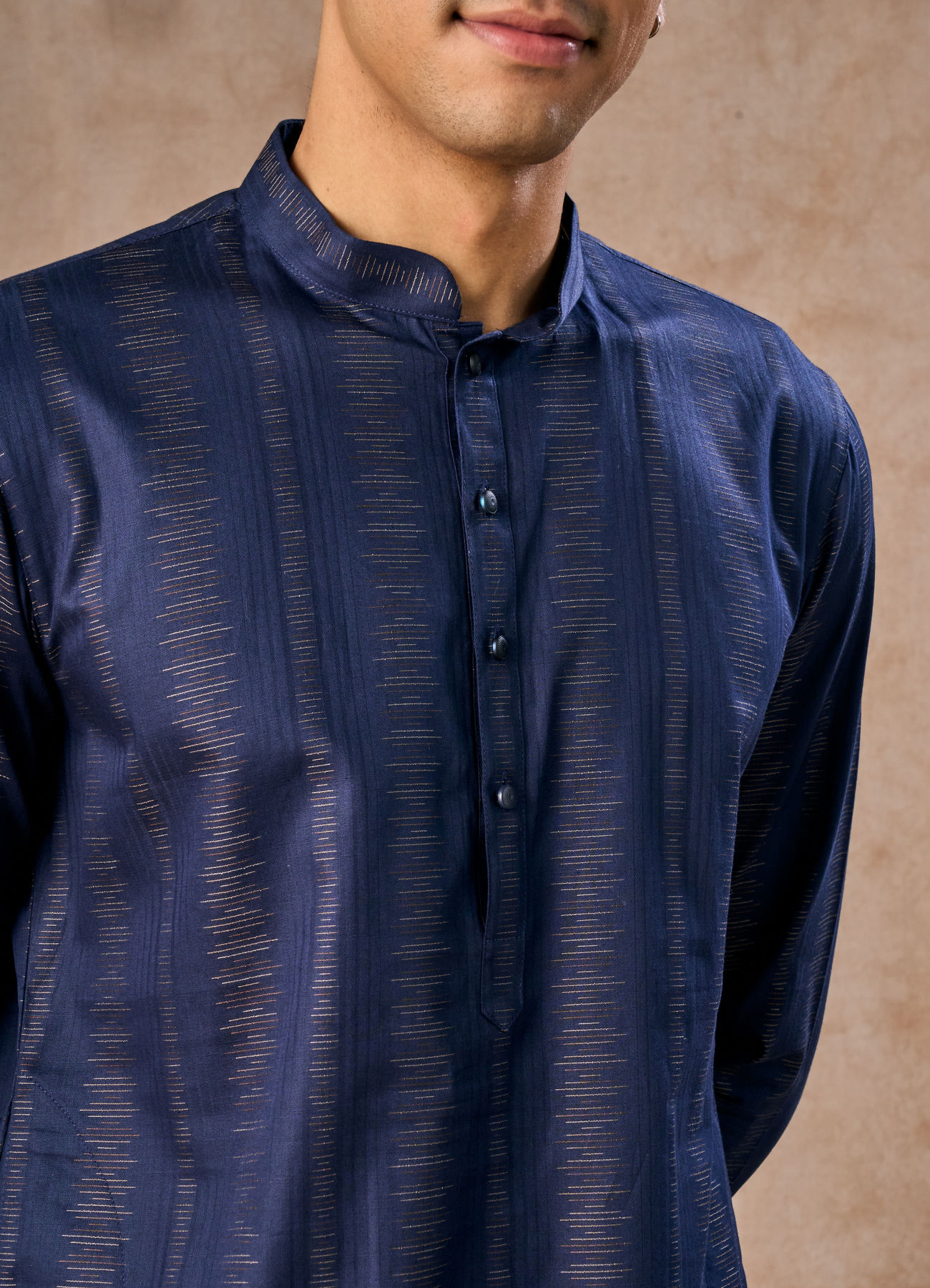 Manyavar Men Dark Blue Elegance Kurta Pajama