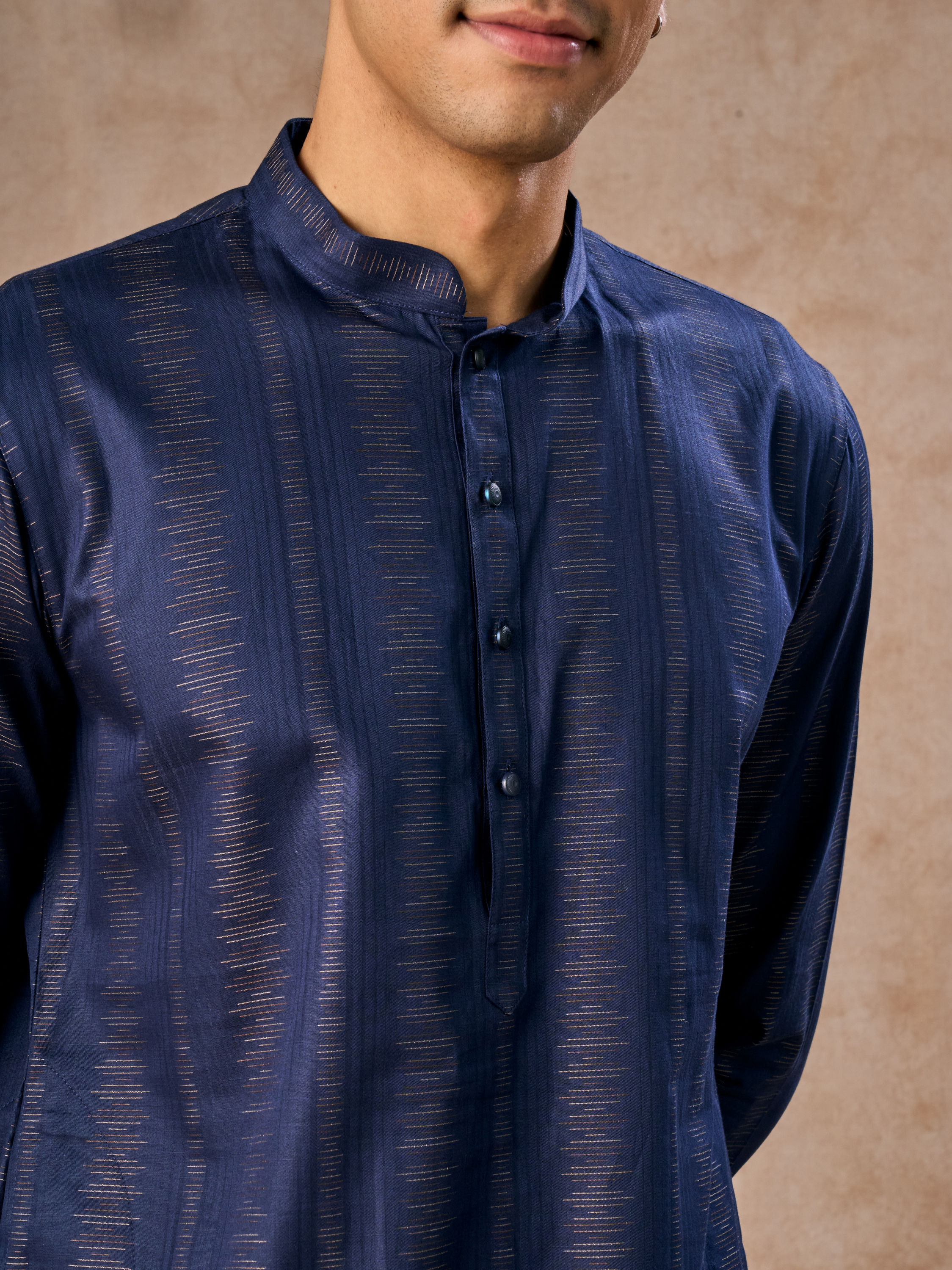 Manyavar Men Dark Blue Elegance Kurta Pajama