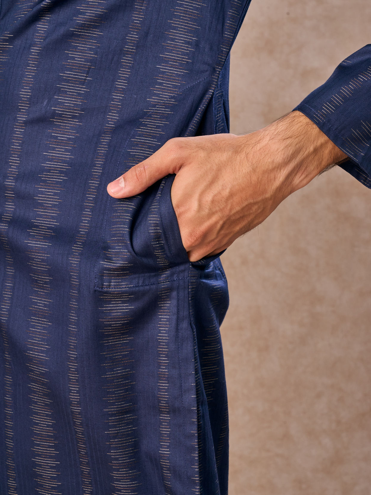 Manyavar Men Dark Blue Elegance Kurta Pajama