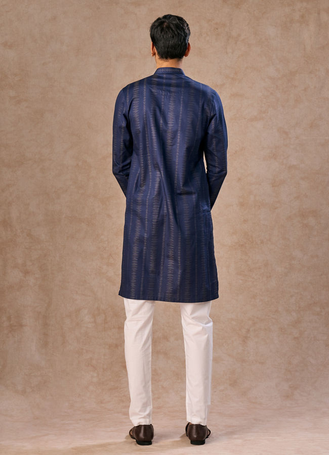 Manyavar Men Dark Blue Elegance Kurta Pajama