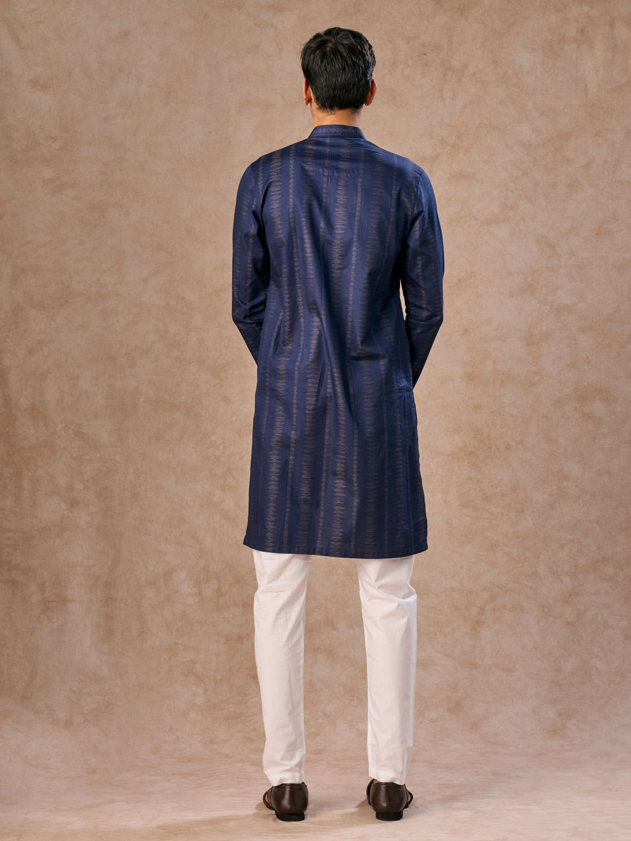 Manyavar Men Dark Blue Elegance Kurta Pajama