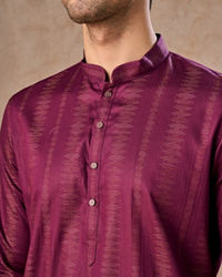 Manyavar Men Wine Hues Cotton Kurta Pajama