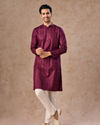 Manyavar Men Wine Hues Cotton Kurta Pajama
