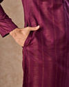 Manyavar Men Wine Hues Cotton Kurta Pajama