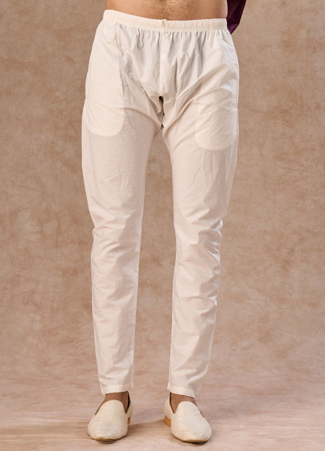 Manyavar Men Wine Hues Cotton Kurta Pajama