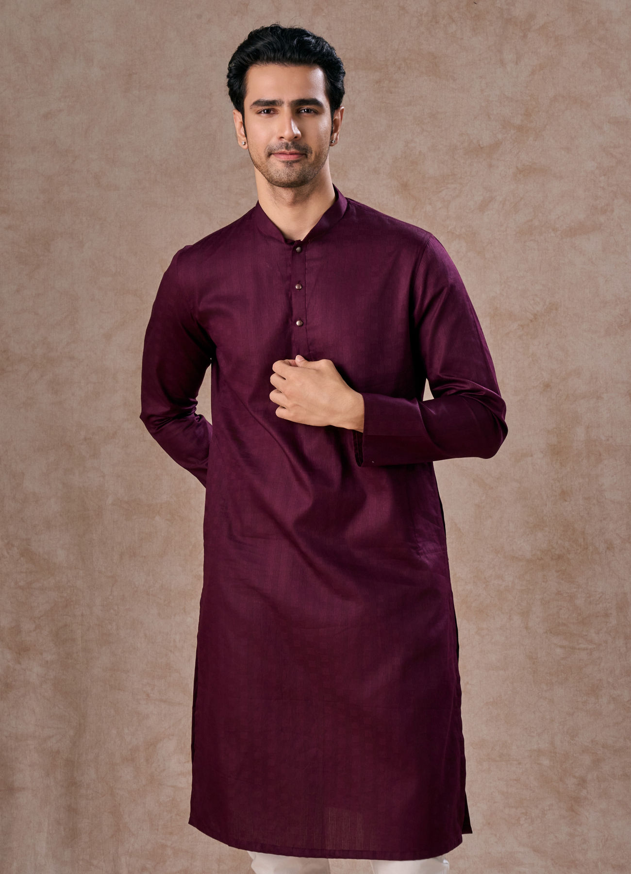 Manyavar Men Wine Majesty Kurta Pajama