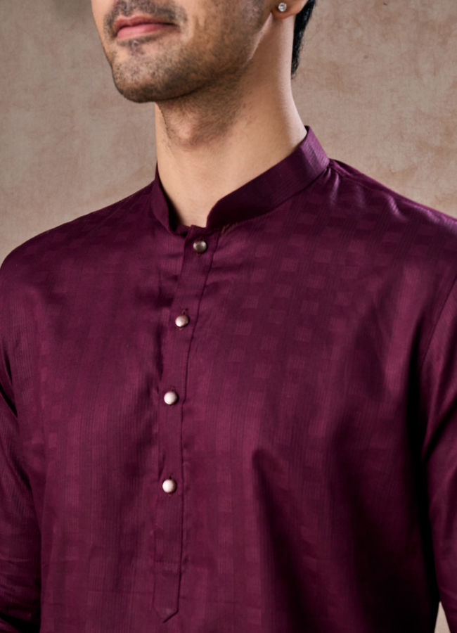 Manyavar Men Wine Majesty Kurta Pajama