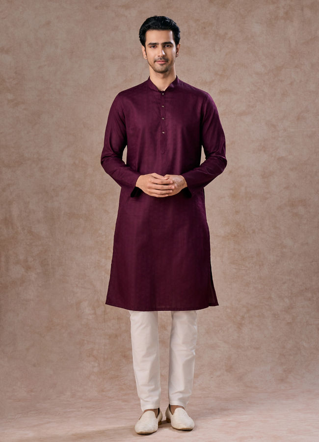 Manyavar Men Wine Majesty Kurta Pajama