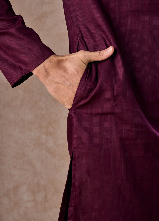Manyavar Men Wine Majesty Kurta Pajama
