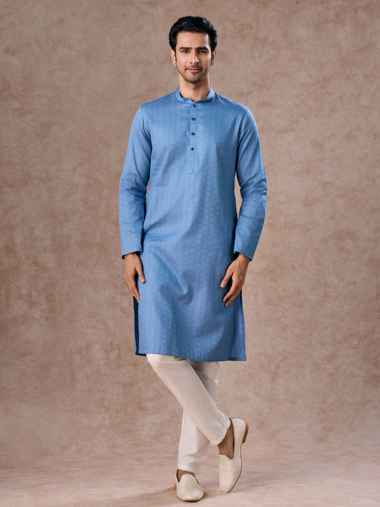 Manyavar Men Blue Delight Kurta Pajama
