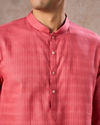 Manyavar Men Coral Hued Cotton Kurta Pajama