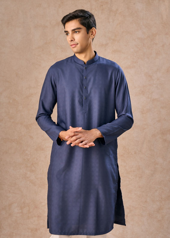 Manyavar Men Dark Blue Opulence Kurta Pajama