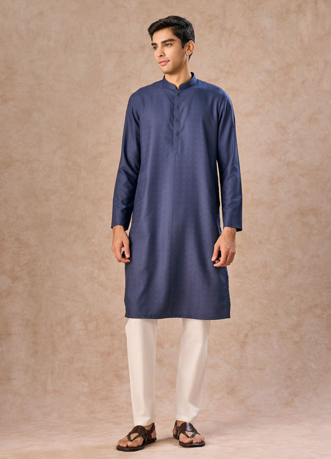 Manyavar Men Dark Blue Opulence Kurta Pajama