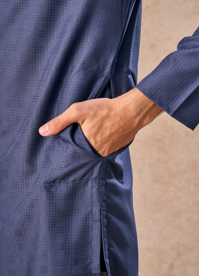 Manyavar Men Dark Blue Opulence Kurta Pajama