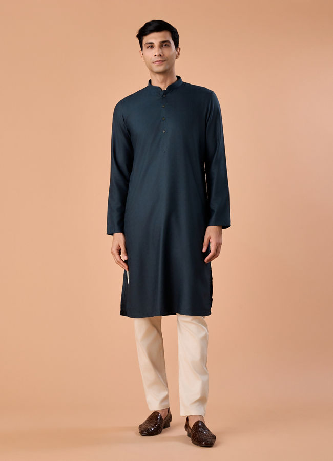 Manyavar Men Teal Blue Radiance Kurta Pajama
