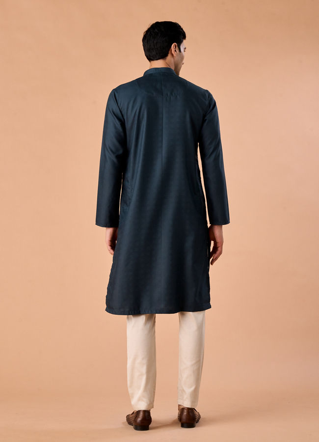 Manyavar Men Teal Blue Radiance Kurta Pajama