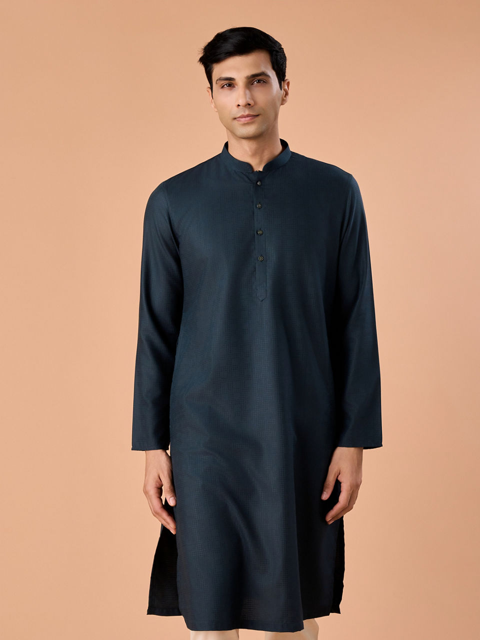 Manyavar Men Teal Blue Radiance Kurta Pajama