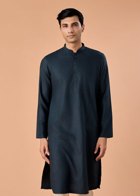 Manyavar Men Teal Blue Radiance Kurta Pajama