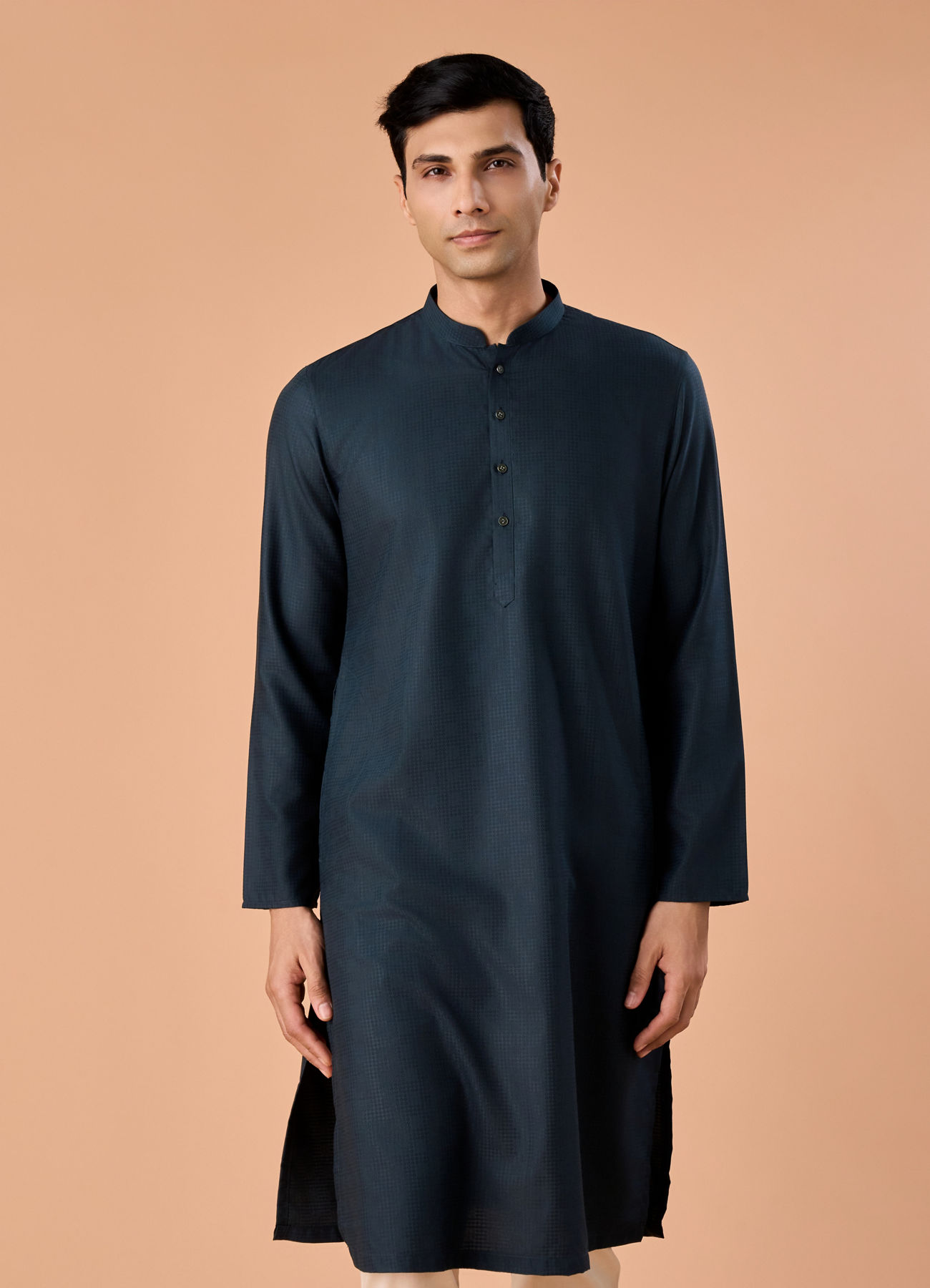Manyavar Men Teal Blue Radiance Kurta Pajama