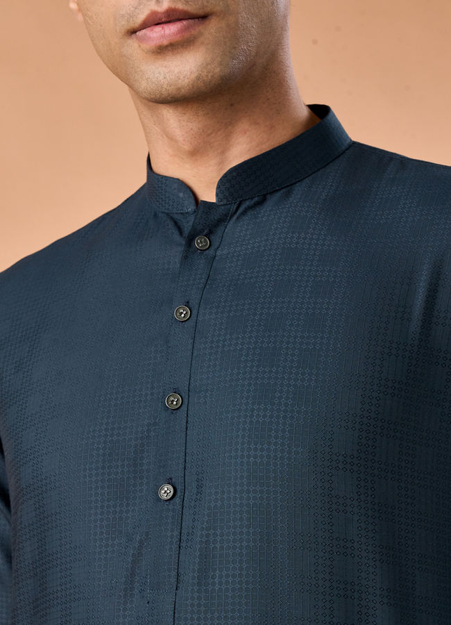 Manyavar Men Teal Blue Radiance Kurta Pajama