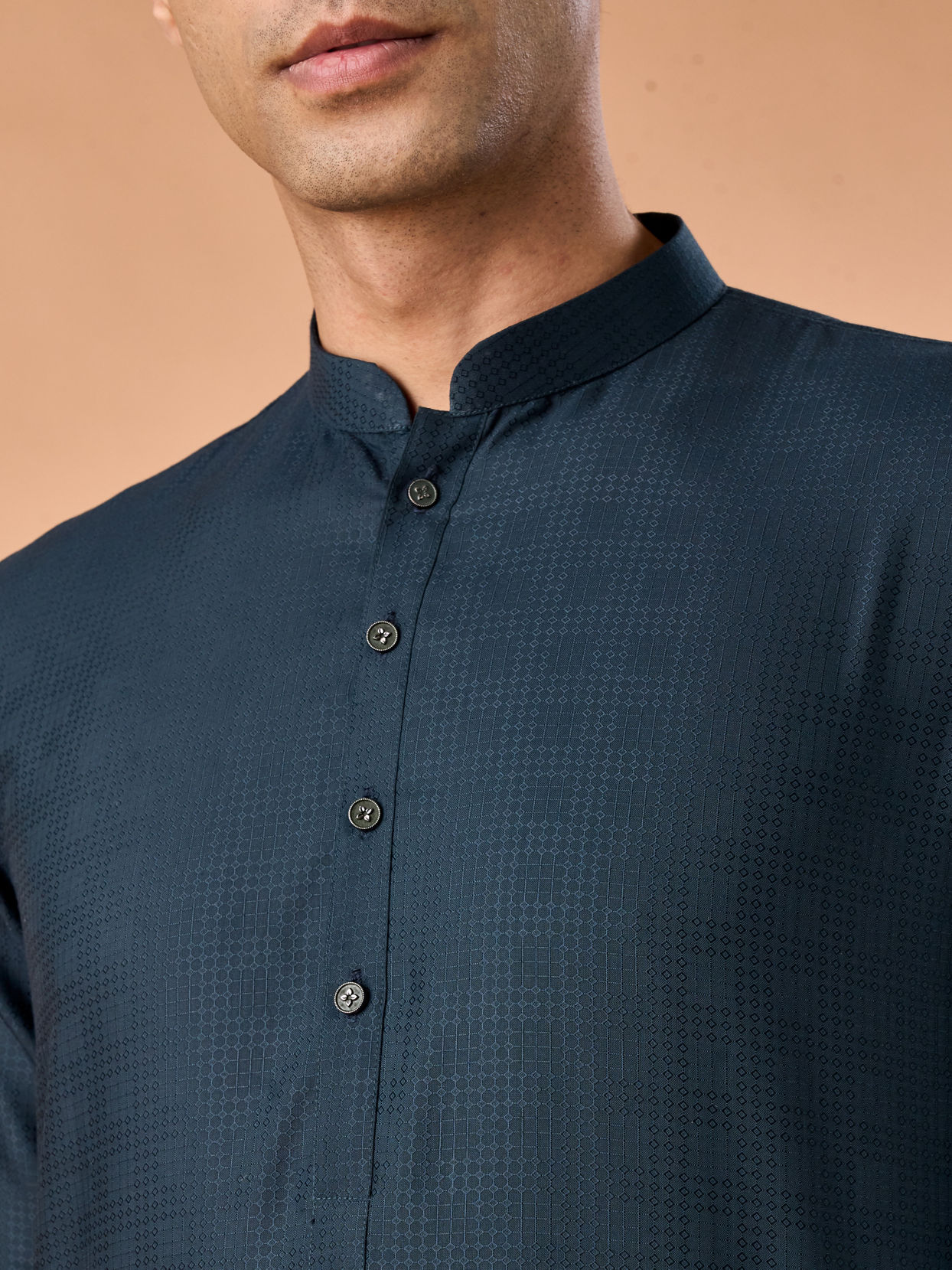 Manyavar Men Teal Blue Radiance Kurta Pajama