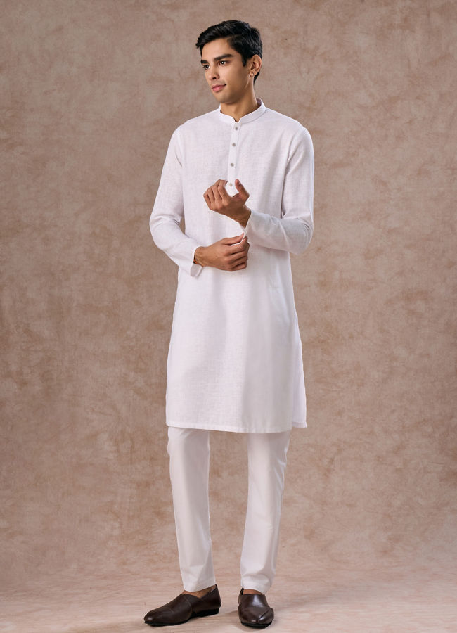 Manyavar Men Elegant White Kurta Pajama
