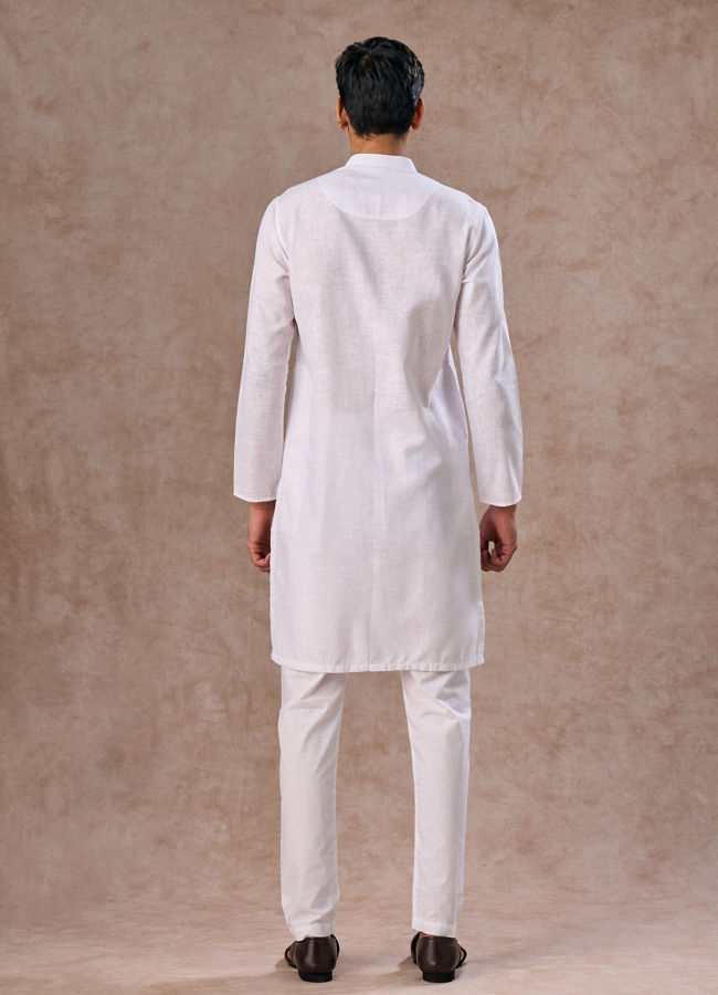 Manyavar Men Elegant White Kurta Pajama