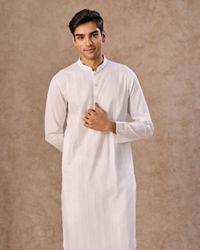 Manyavar Men White Elegance Cotton Kurta Pajama