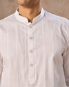 Manyavar Men White Elegance Cotton Kurta Pajama