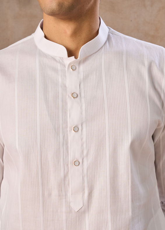 Manyavar Men White Elegance Cotton Kurta Pajama