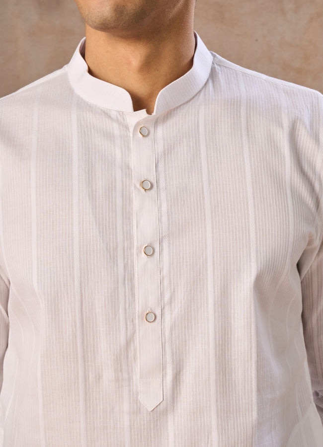 Manyavar Men White Elegance Cotton Kurta Pajama