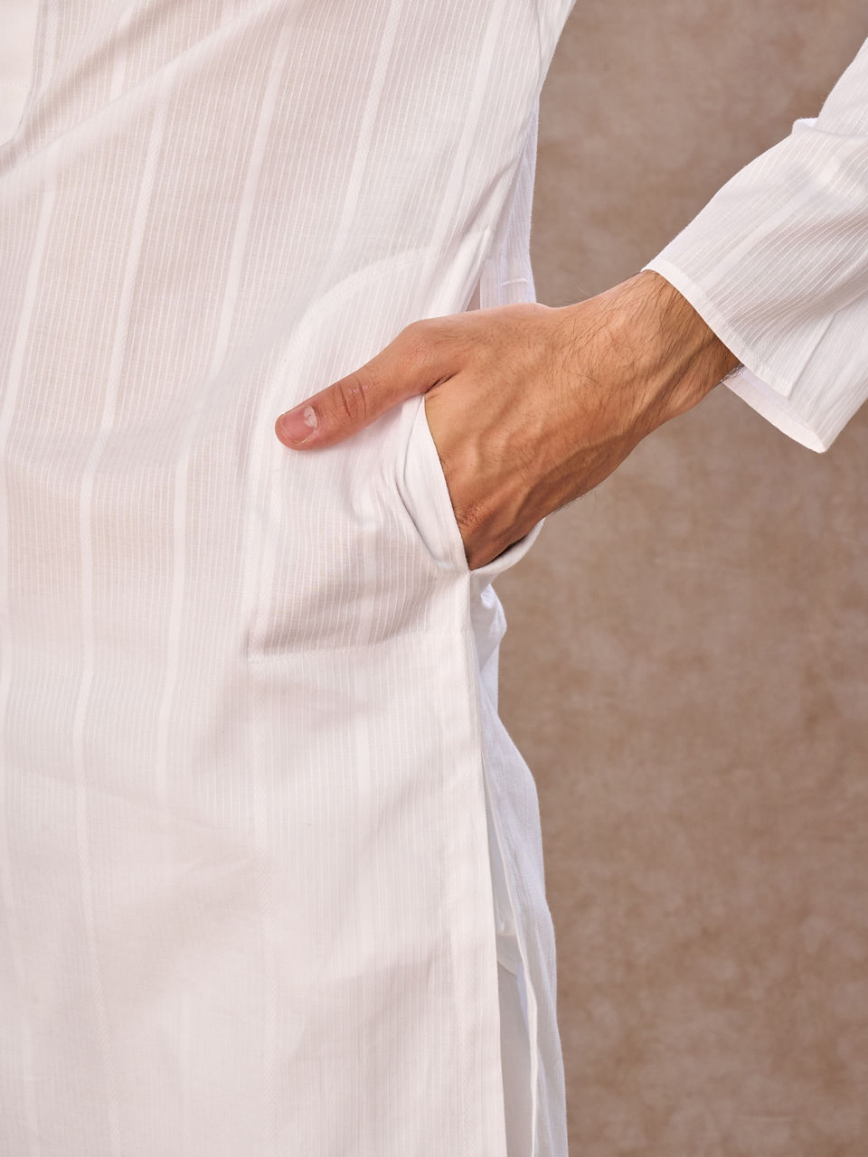 Manyavar Men White Elegance Cotton Kurta Pajama