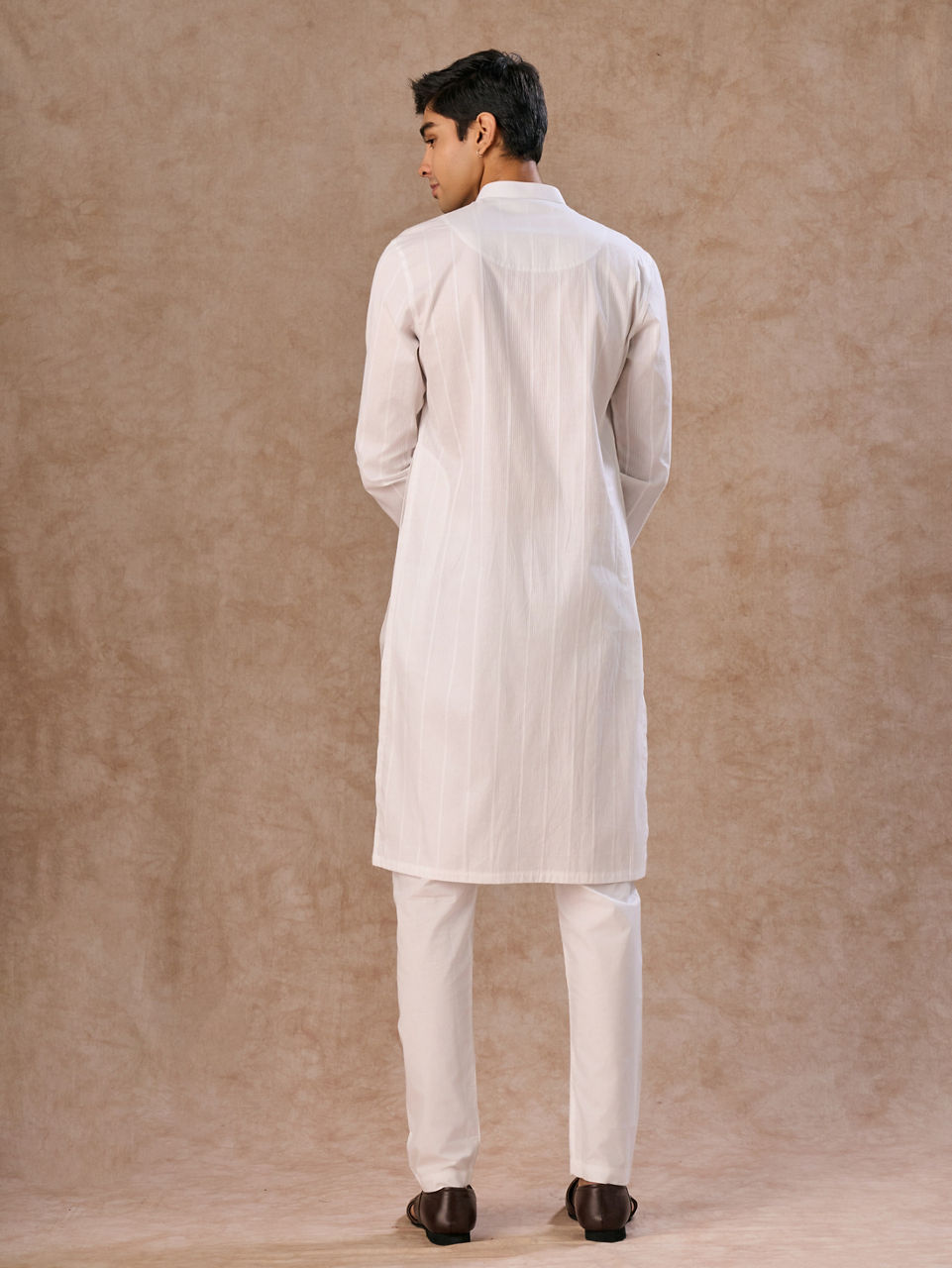 Manyavar Men White Elegance Cotton Kurta Pajama