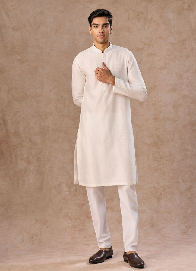 Manyavar Men Classy Cream Kurta Pajama