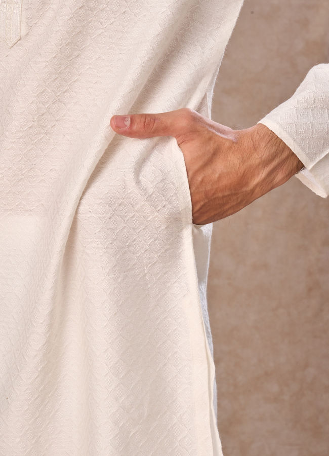 Manyavar Men Classy Cream Kurta Pajama