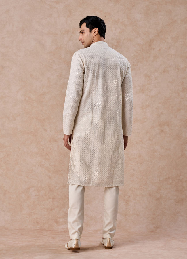 Manyavar Men Regal Cream Georgette Kurta Pajama