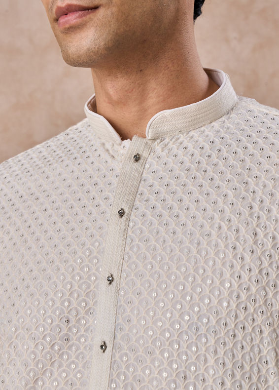 Manyavar Men Regal Cream Georgette Kurta Pajama